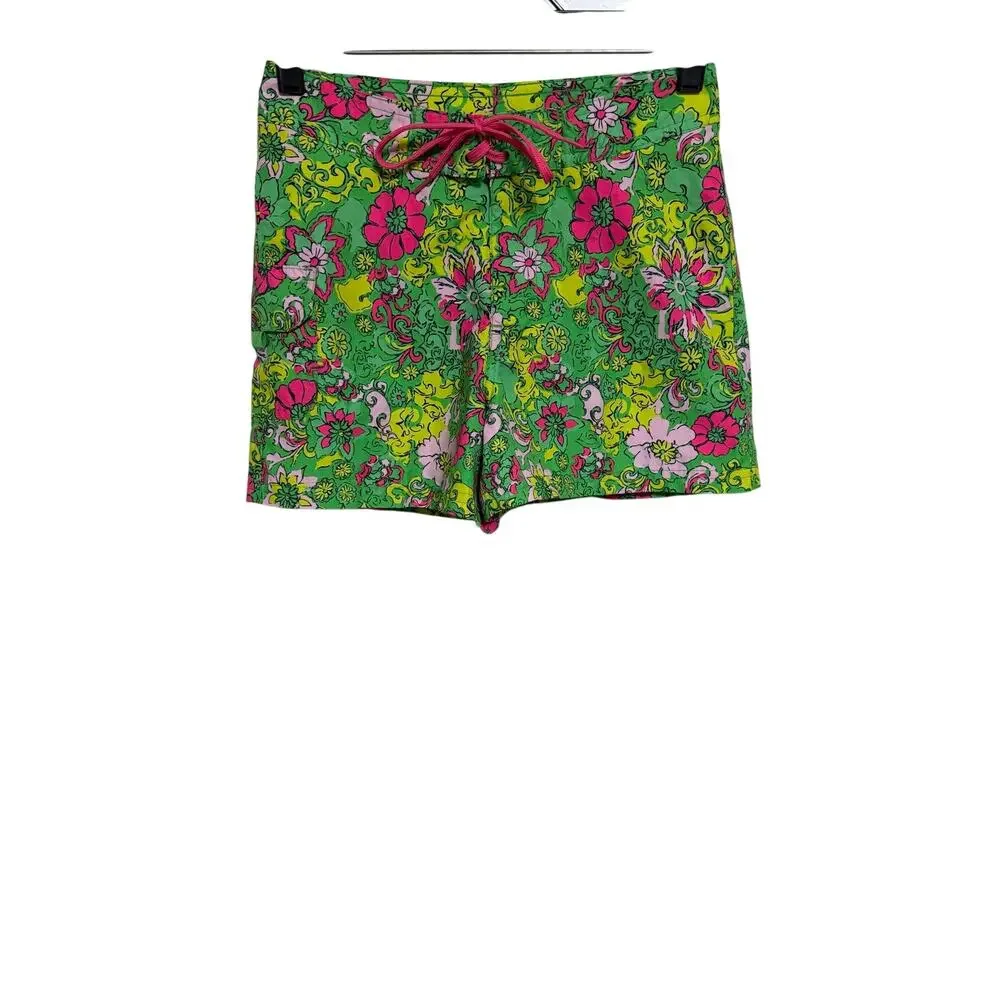 Kanu Surf Girls Green Floral Board Shorts Girls Size M (8-10)